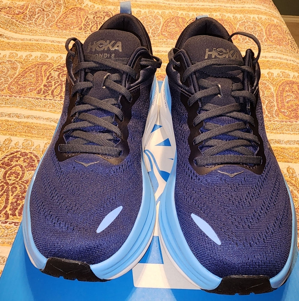 Hoka Blue Athletic Shoes with Breathable Mesh and Cushioned Sole